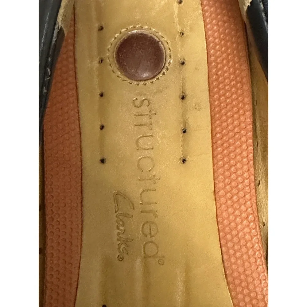 Structured By Clarks Women's Black Leather Penny‎ Loafers Size  9.5 M